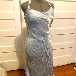 Ice Blue Strappy Halter prom dress